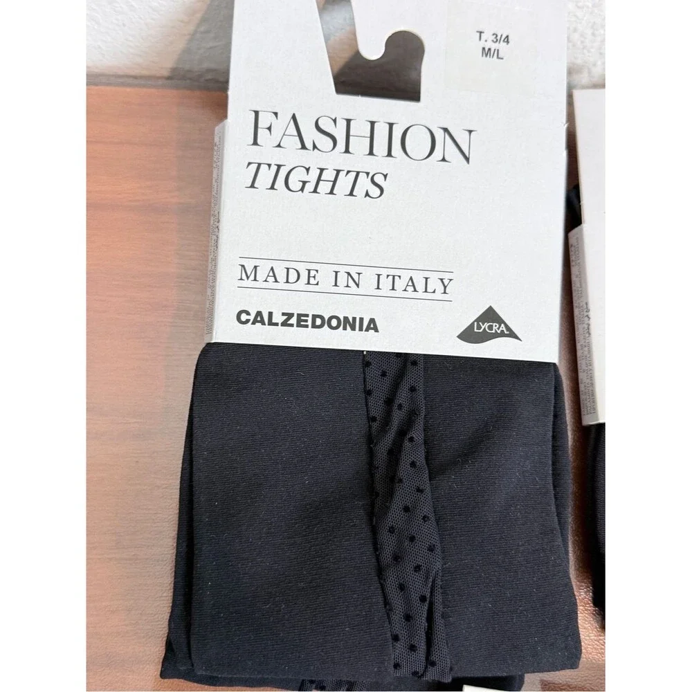 Calzedonia 5 Packs Black & Silver Fashion Tights Made in Italy M/L NWT